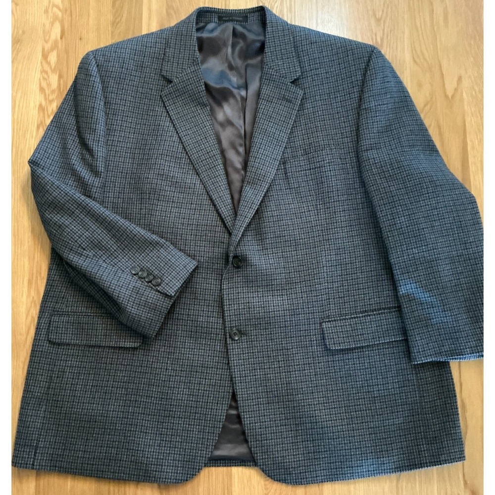 Lauren Ralph Lauren 50R Charcoal Houndstooth Wool Blazer Sport Coat (Altered)